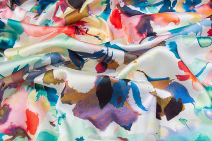 Watercolor Floral Italian Acetate Charmeuse - Prime Fabrics