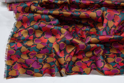 Italian Acetate Charmeuse - Multicolor Hearts - Prime Fabrics