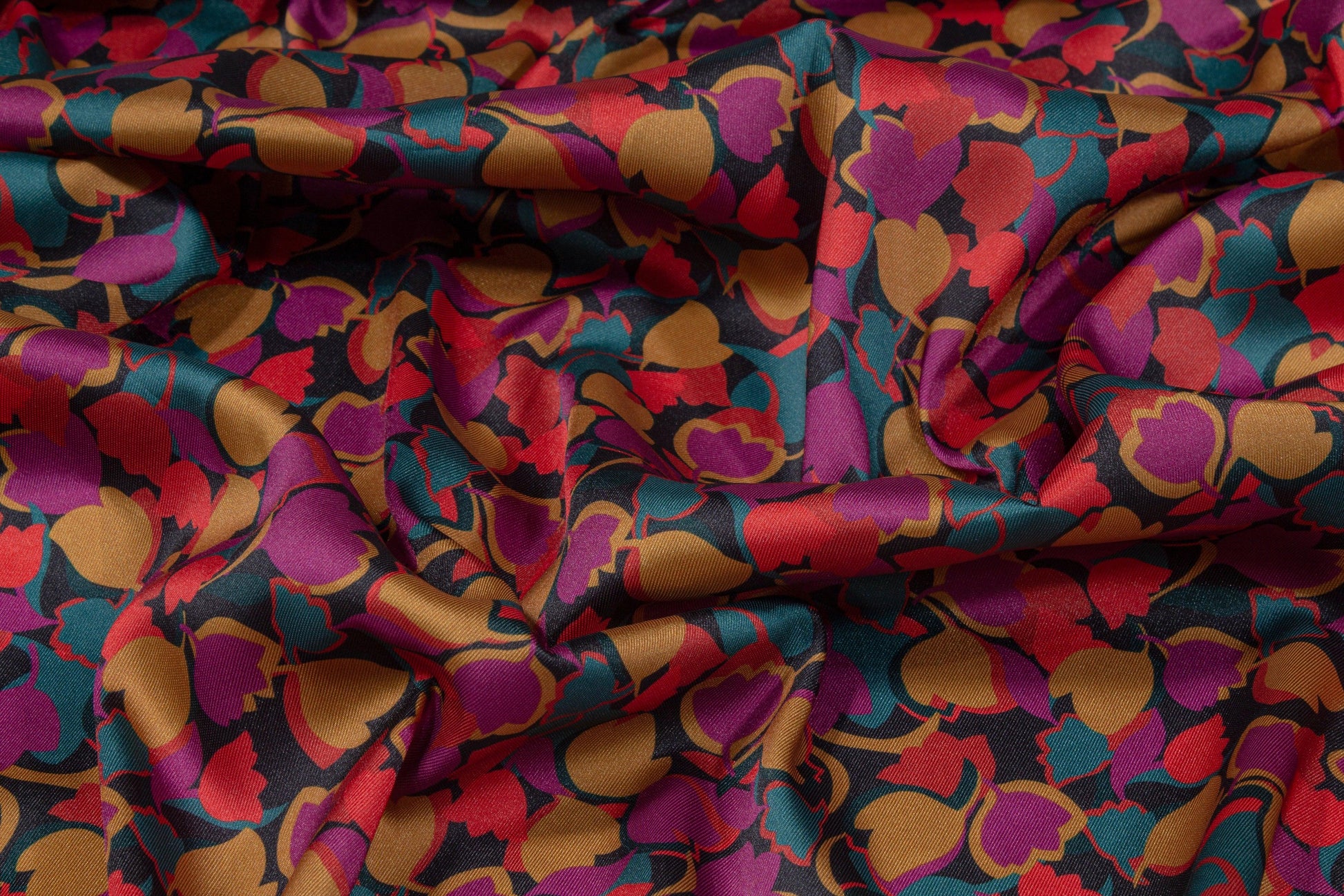 Italian Acetate Charmeuse - Multicolor Hearts - Prime Fabrics