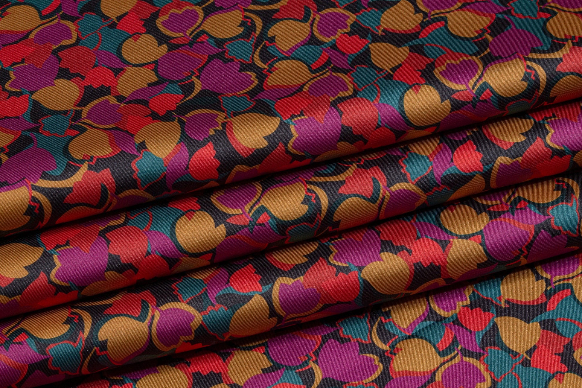 Italian Acetate Charmeuse - Multicolor Hearts - Prime Fabrics