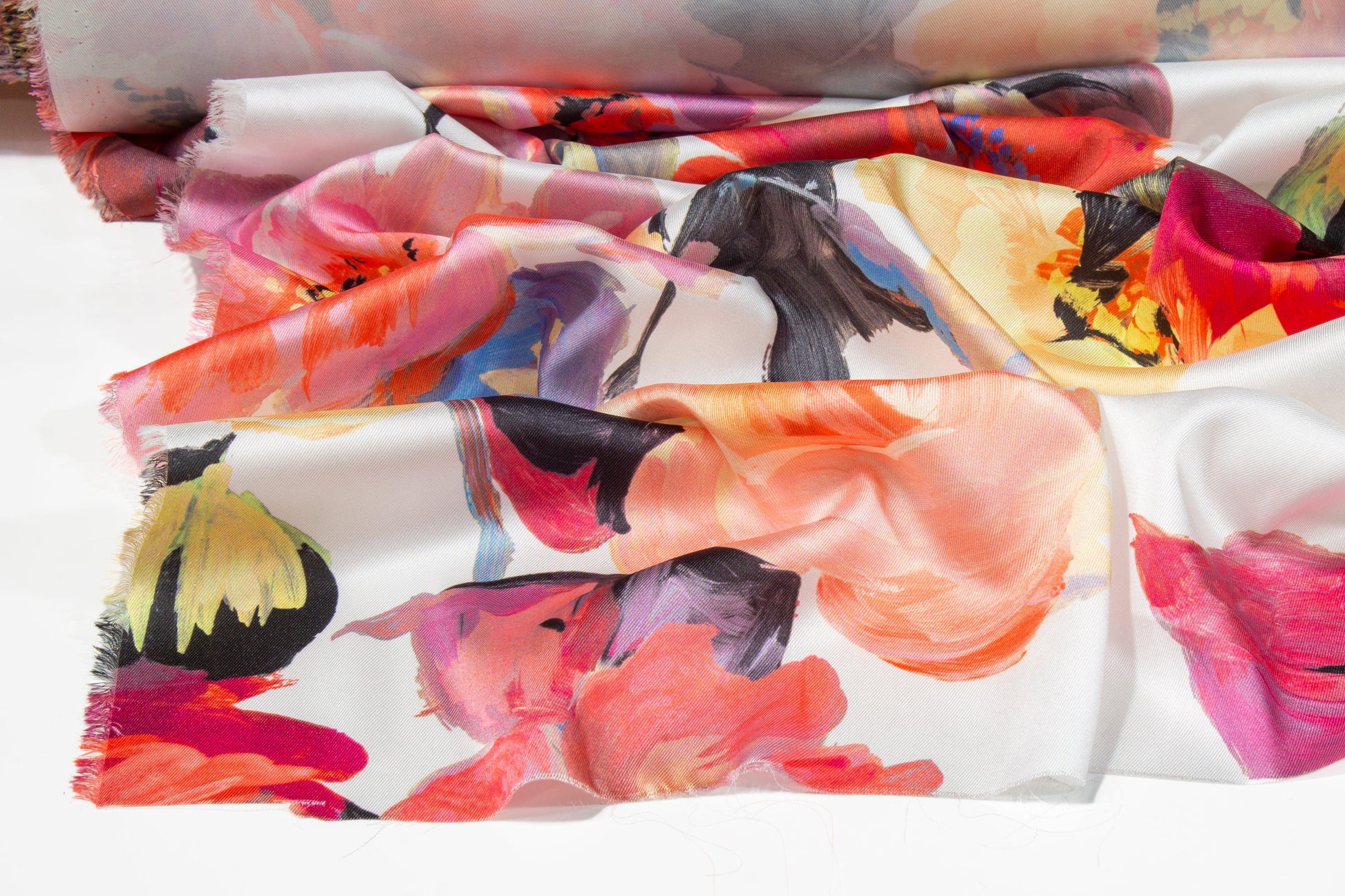 Multicolor Floral Watercolor Italian Charmeuse - Prime Fabrics