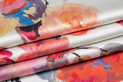 Multicolor Floral Watercolor Italian Charmeuse - Prime Fabrics