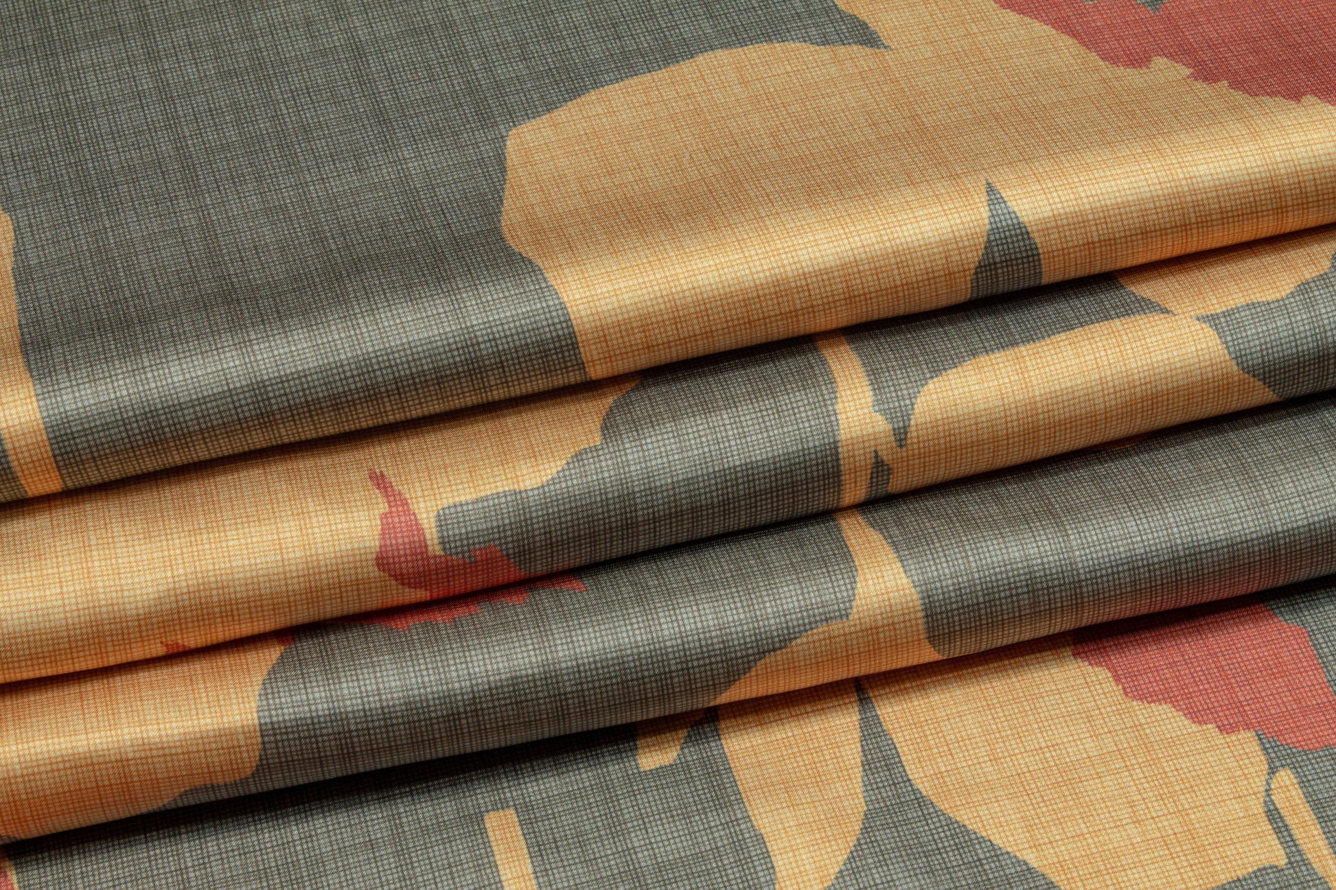 Floral Italian Charmeuse - Gray and Orange - Prime Fabrics