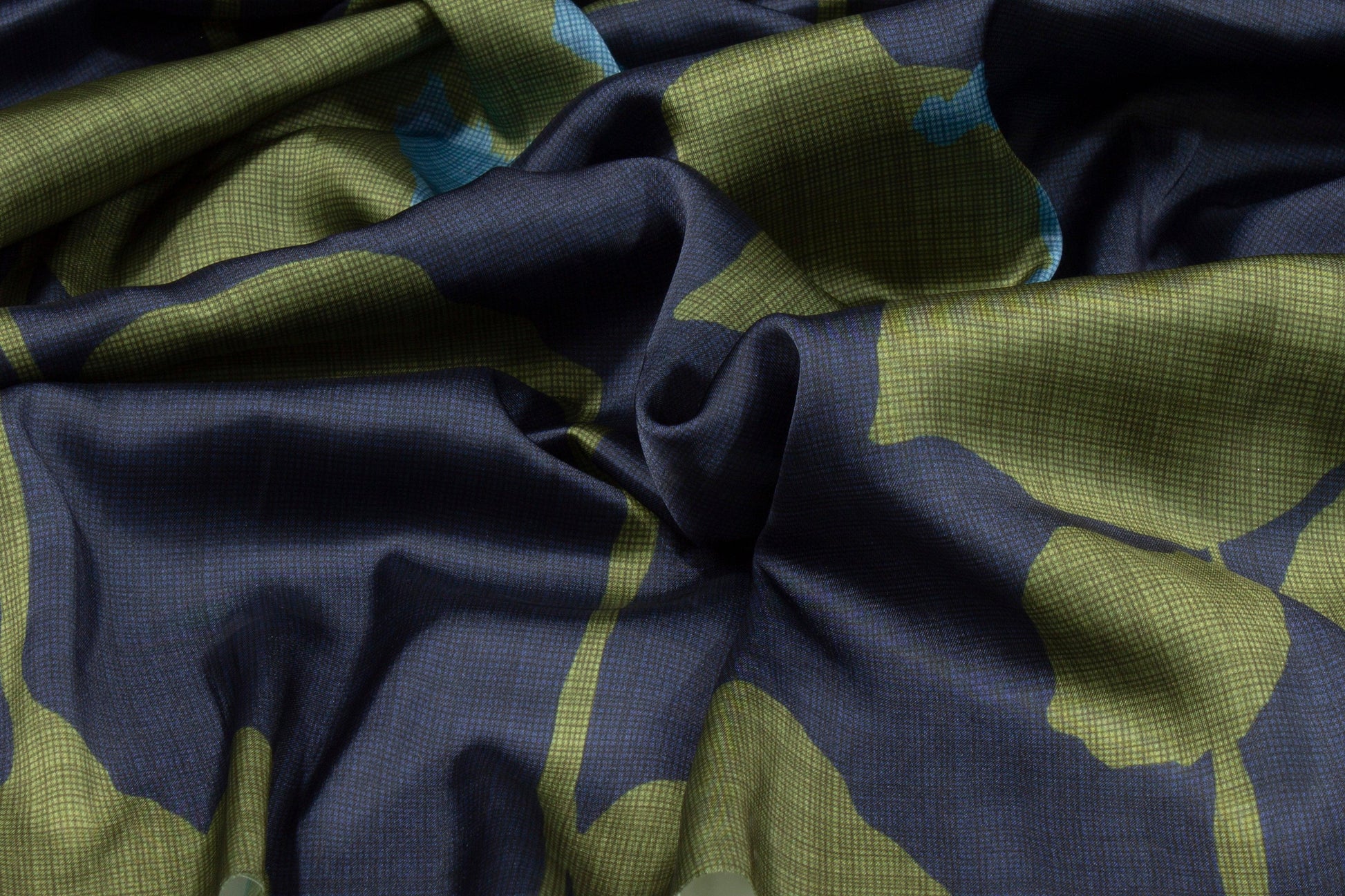 Floral Italian Charmeuse - Green and Blue - Prime Fabrics