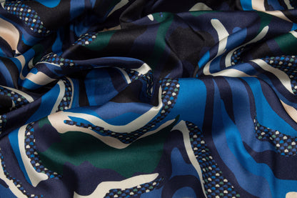 Italian Acetate Charmeuse - Blue and Green - Prime Fabrics