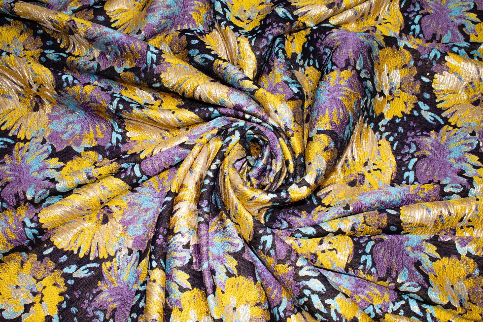 Multicolor Abstract Crushed Metallic Brocade - Prime Fabrics