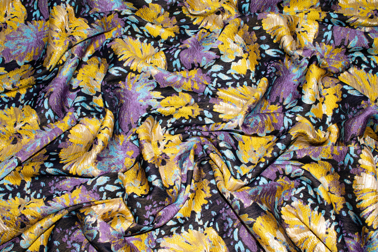 Multicolor Abstract Crushed Metallic Brocade - Prime Fabrics