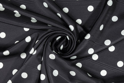 Polka Dot Silk Twill - Black and White - Prime Fabrics