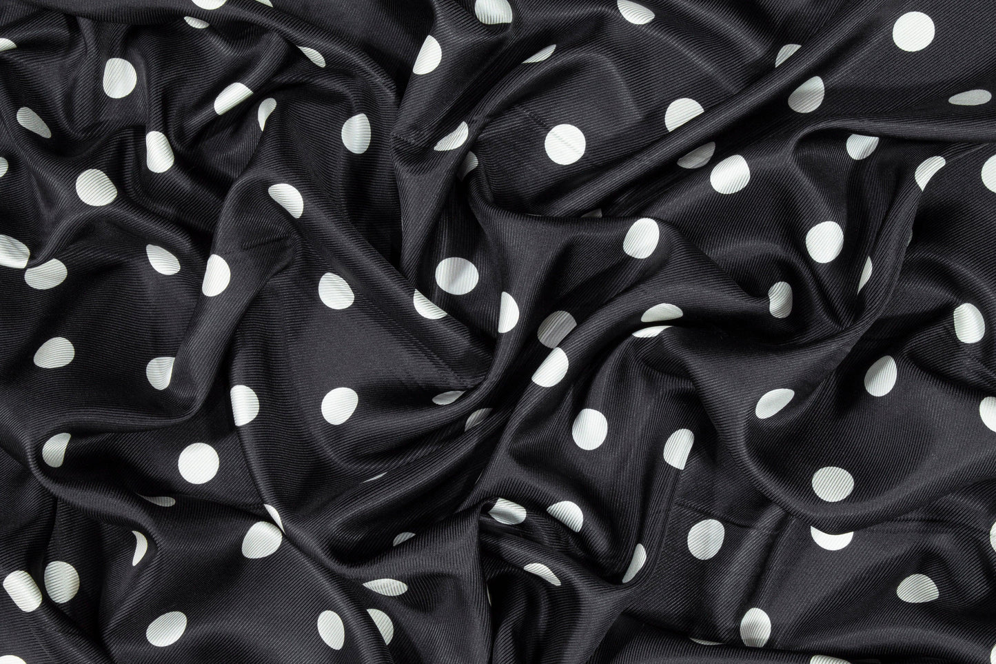 Polka Dot Silk Twill - Black and White - Prime Fabrics