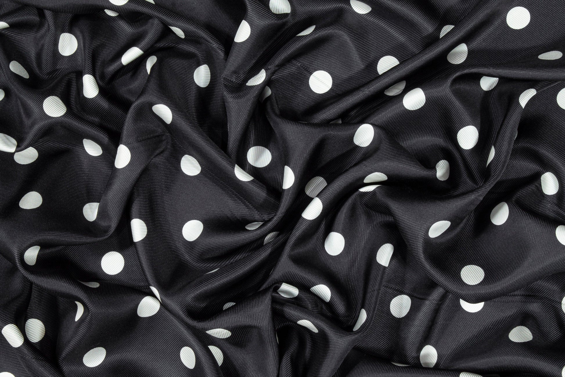 Polka Dot Silk Twill - Black and White - Prime Fabrics