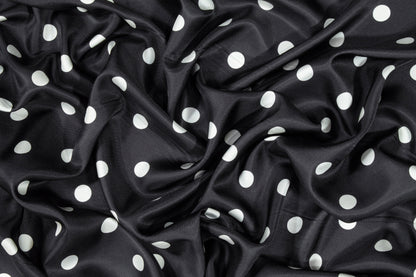 Polka Dot Silk Twill - Black and White - Prime Fabrics