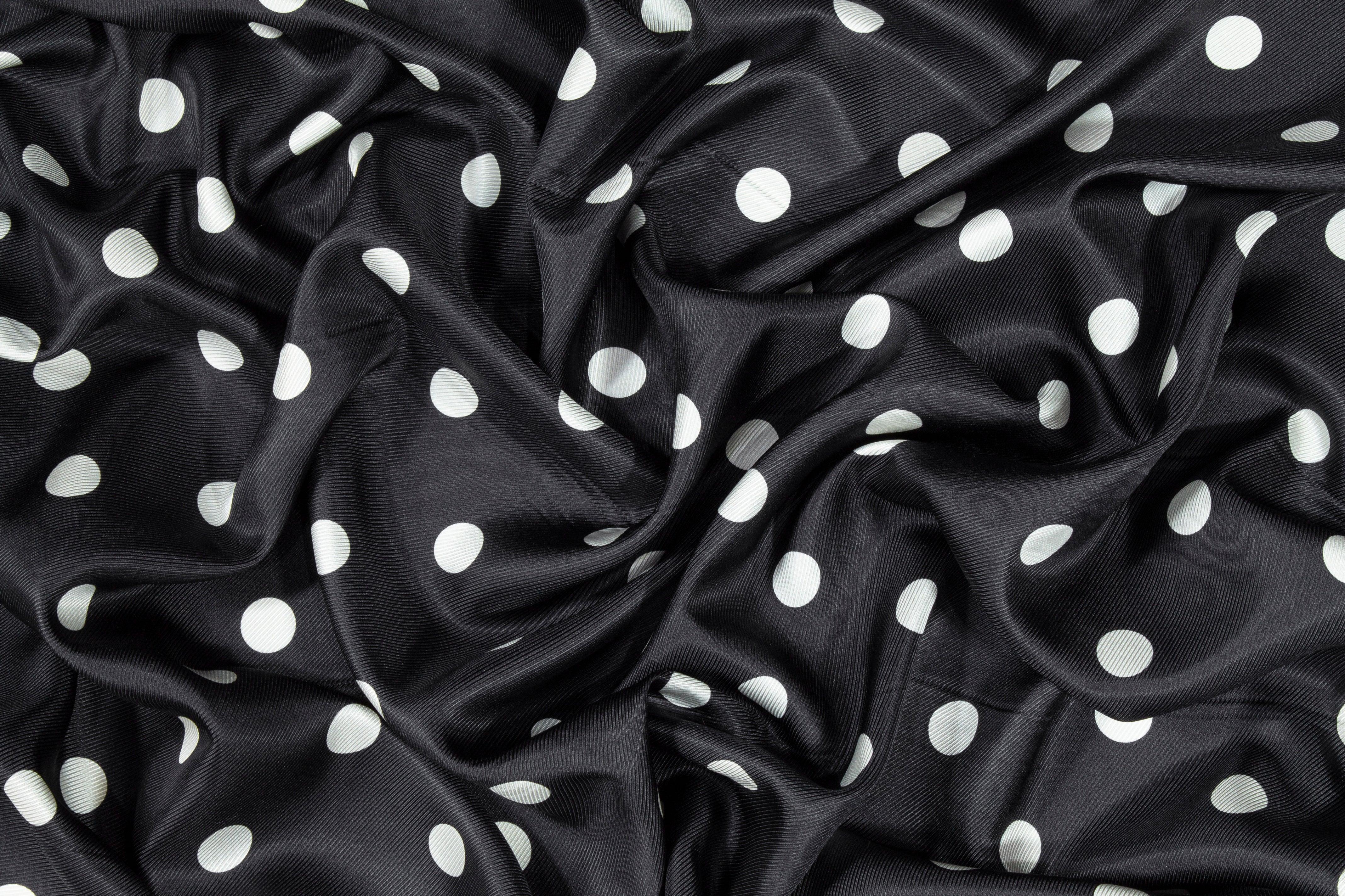 Polka Dot Silk Twill - Black and White - Prime Fabrics
