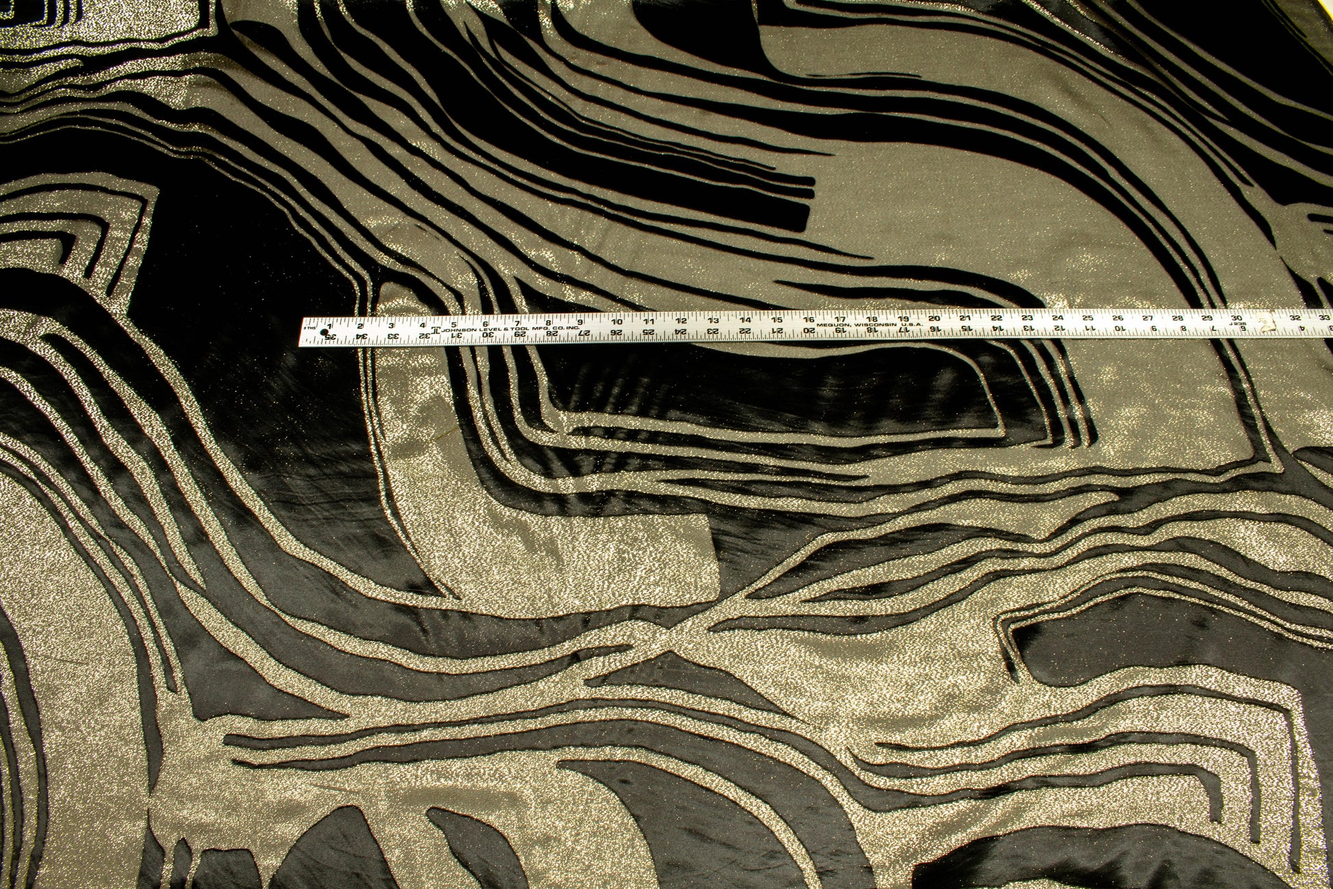 Black and Gold Abstract Metallic Silk - Prime Fabrics