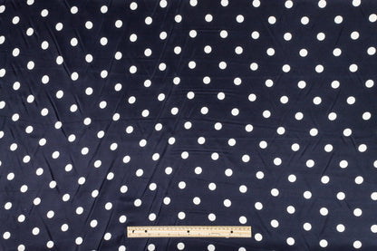 Polka Dot Silk Twill - Navy and White - Prime Fabrics