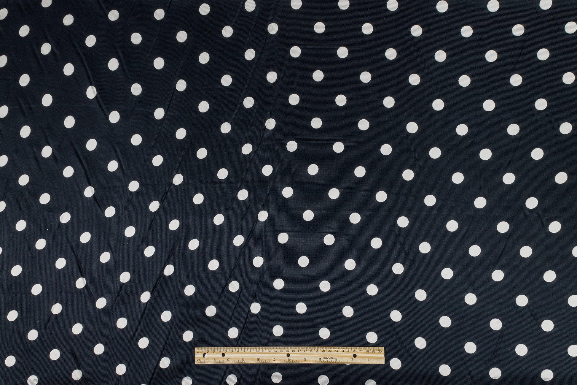 Polka Dot Silk Twill - Dark Navy and White - Prime Fabrics