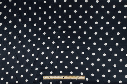 Polka Dot Silk Twill - Dark Navy and White - Prime Fabrics