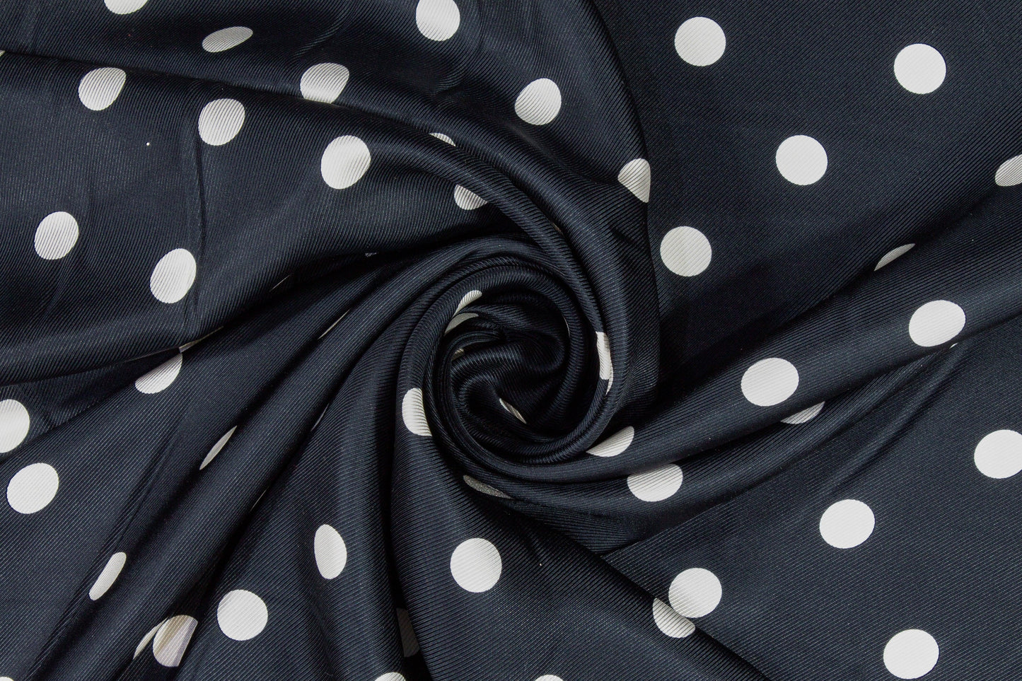 Polka Dot Silk Twill - Dark Navy and White - Prime Fabrics