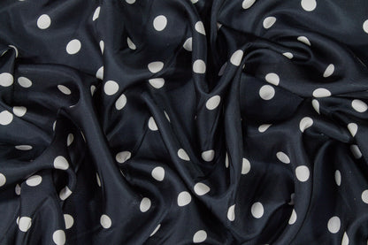 Polka Dot Silk Twill - Dark Navy and White - Prime Fabrics
