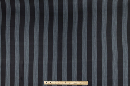Striped Silk Twill - Washed Gray and Black - Prime Fabrics
