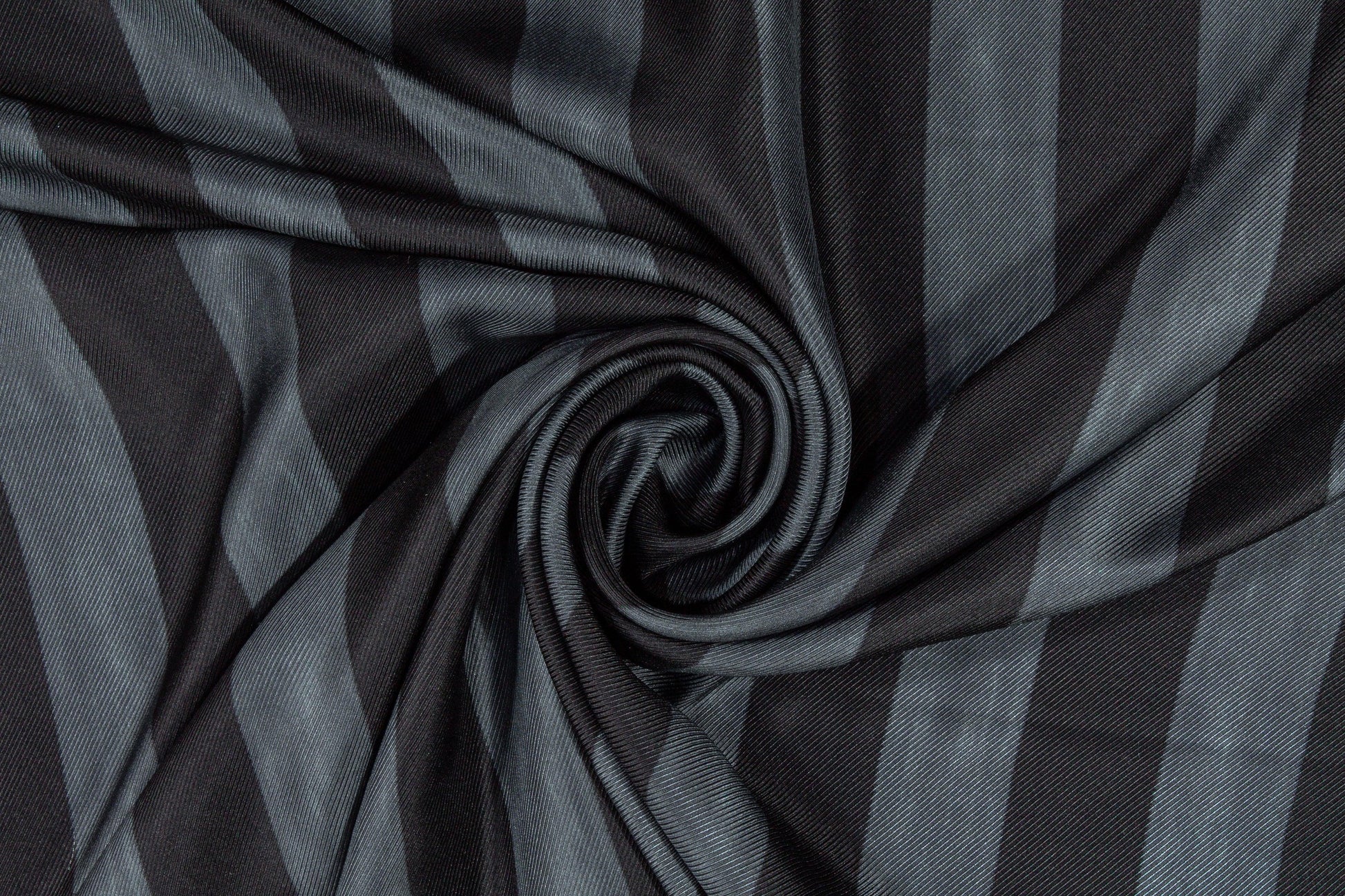 Striped Silk Twill - Washed Gray and Black - Prime Fabrics