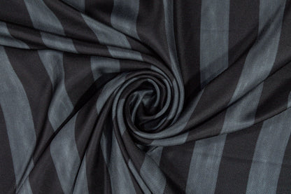 Striped Silk Twill - Washed Gray and Black - Prime Fabrics