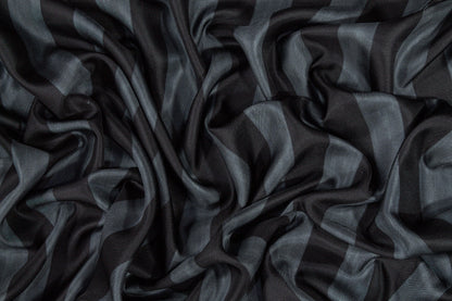 Striped Silk Twill - Washed Gray and Black - Prime Fabrics
