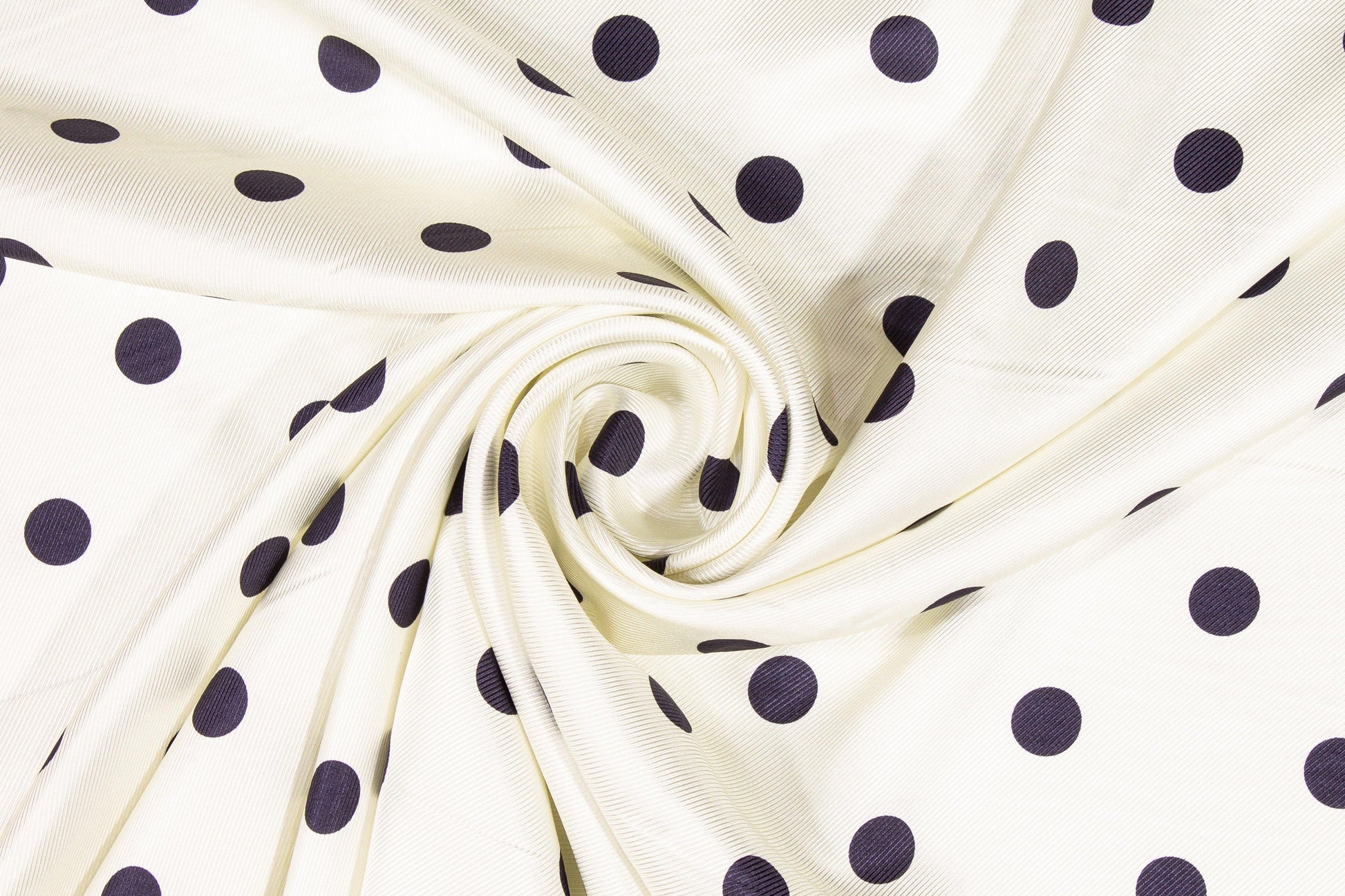 Polka Silk Twill - Ivory and Navy - Prime Fabrics
