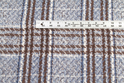 Blue and Brown Abstract Checked Silk Lining - Prime Fabrics