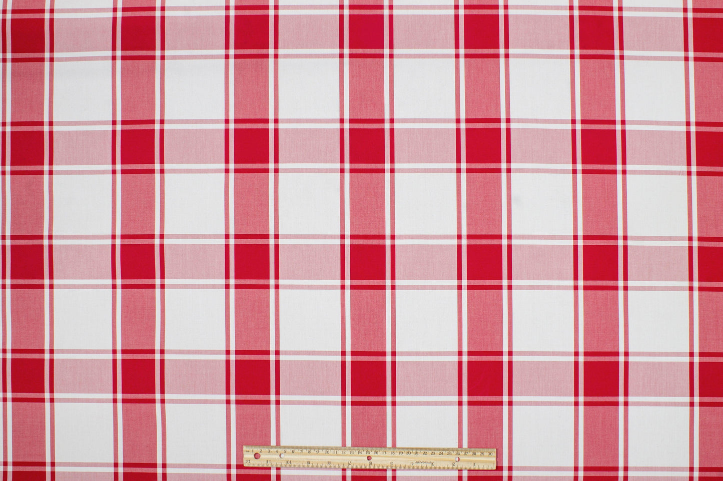 Plaid Upholstery Cotton - Red and White - Prime Fabrics