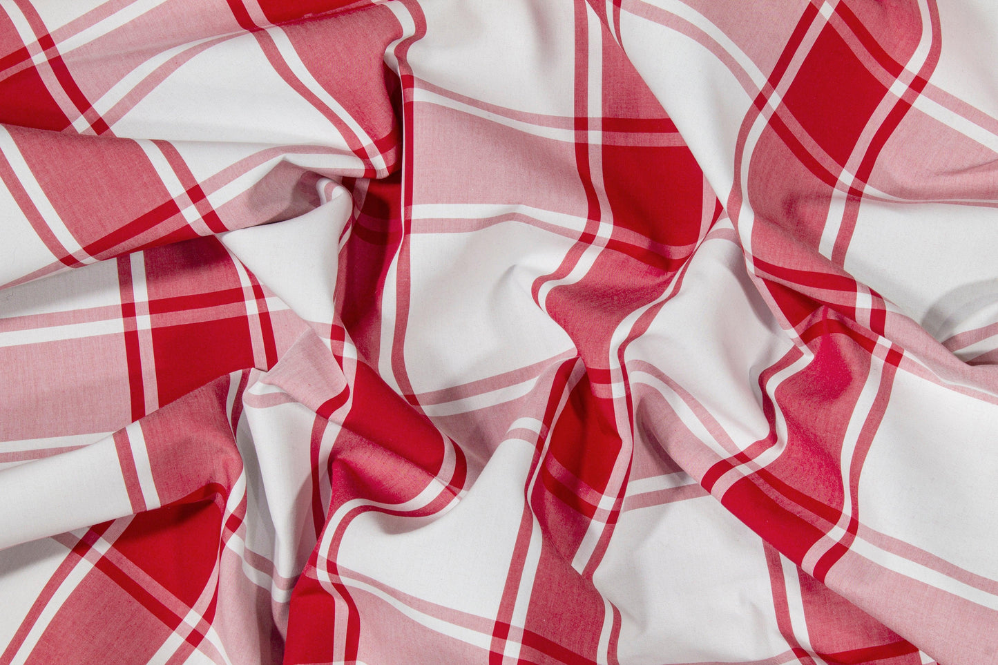 Plaid Upholstery Cotton - Red and White - Prime Fabrics
