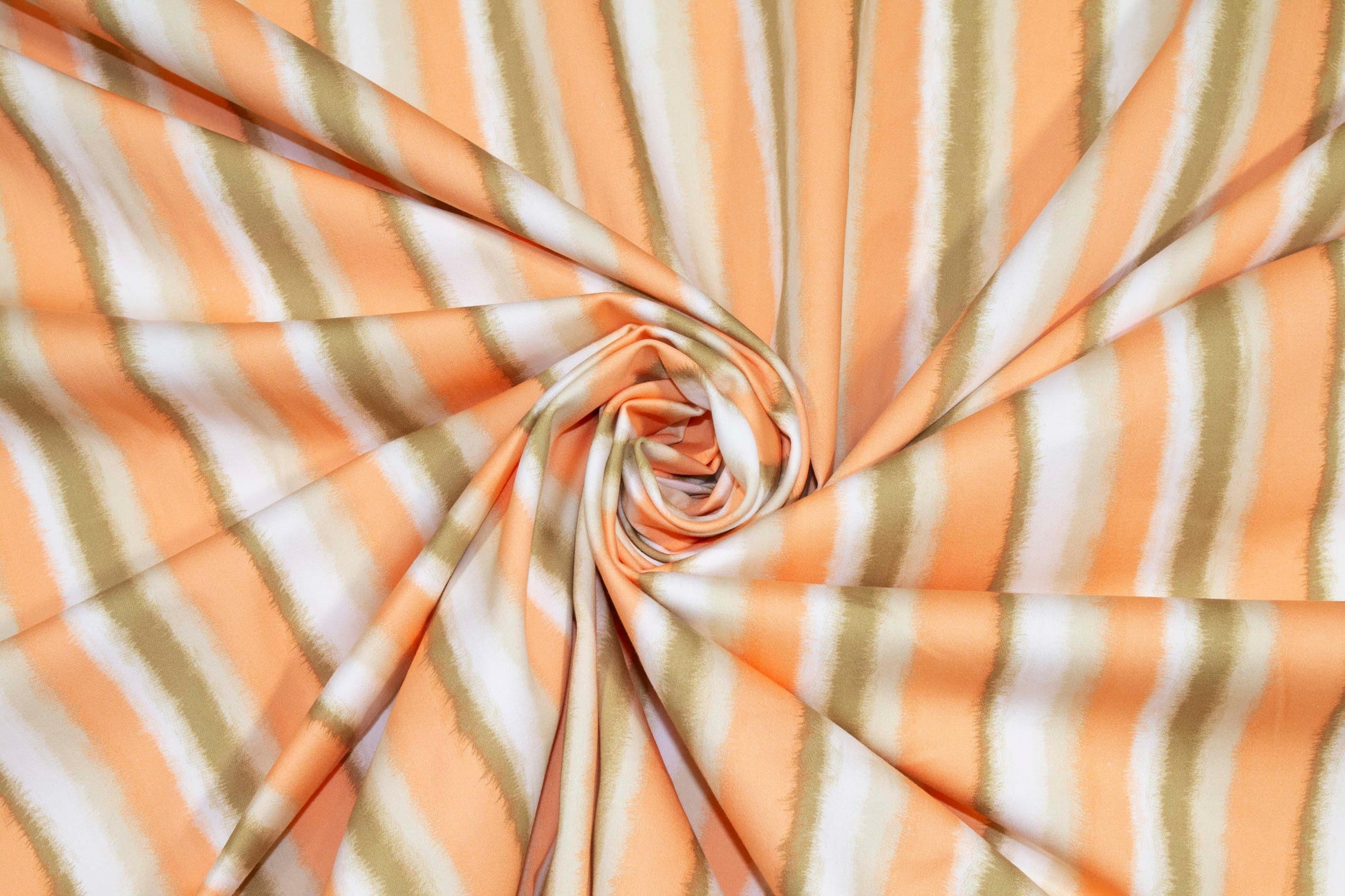 Striped Heavy Italian Stretch Cotton - Orange, Green, White - Prime Fabrics