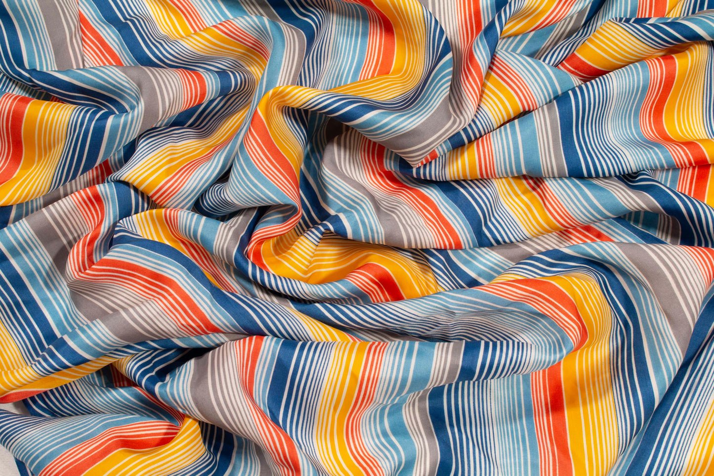 Multicolor Striped Silk Charmeuse - Prime Fabrics