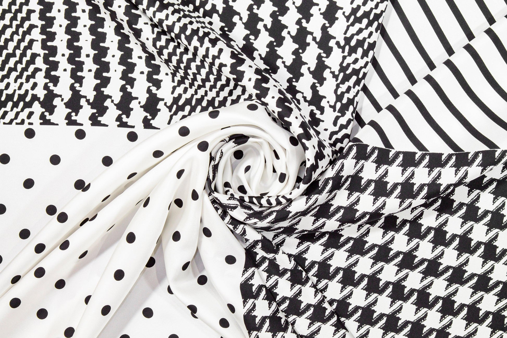 Silk Twill Panel - Black and White - Prime Fabrics
