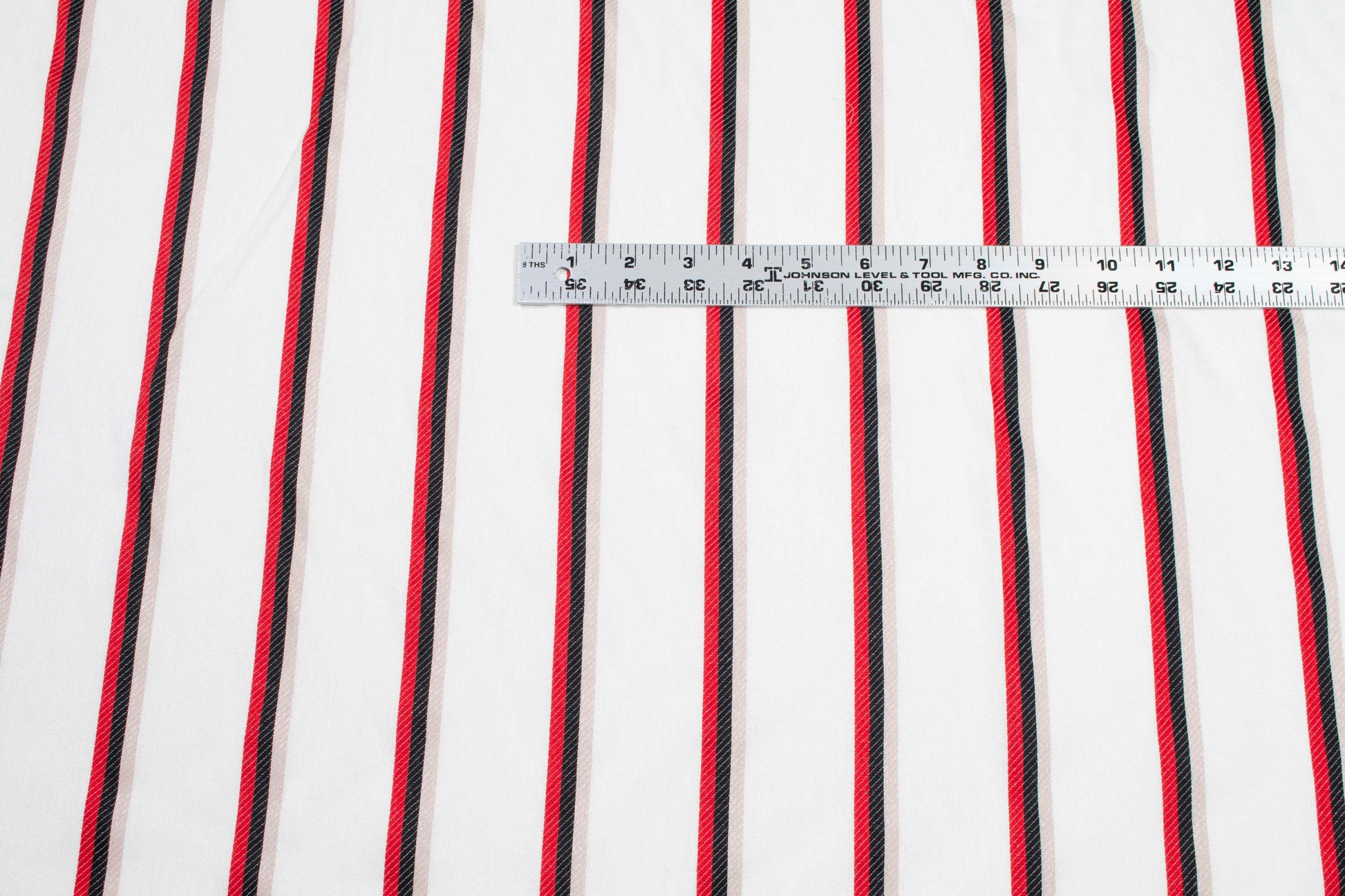 Striped Heavy Linen - White, Red, Black, Taupe - Prime Fabrics