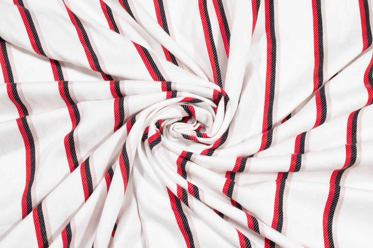 Striped Heavy Linen - White, Red, Black, Taupe - Prime Fabrics