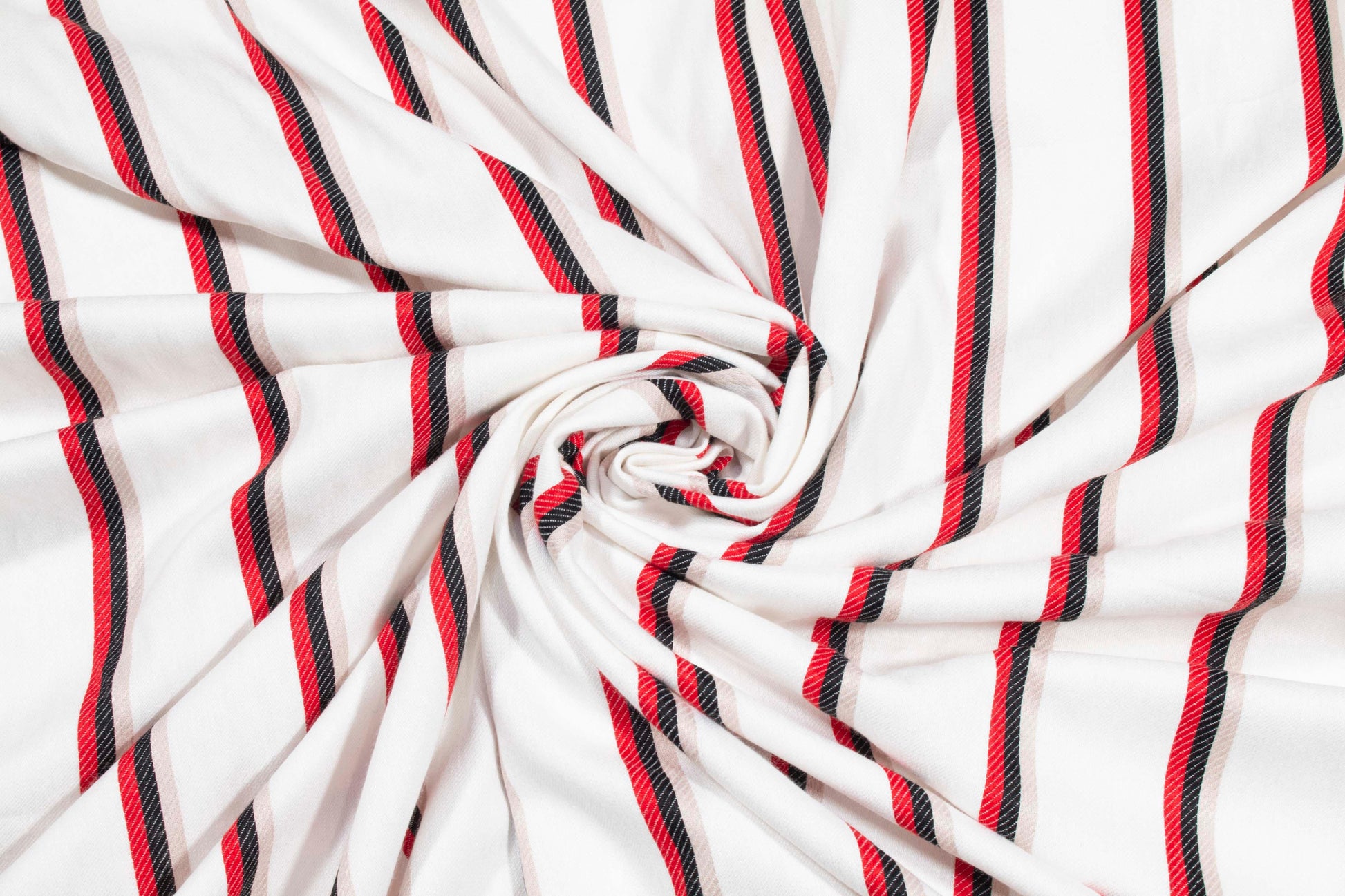 Striped Heavy Linen - White, Red, Black, Taupe - Prime Fabrics