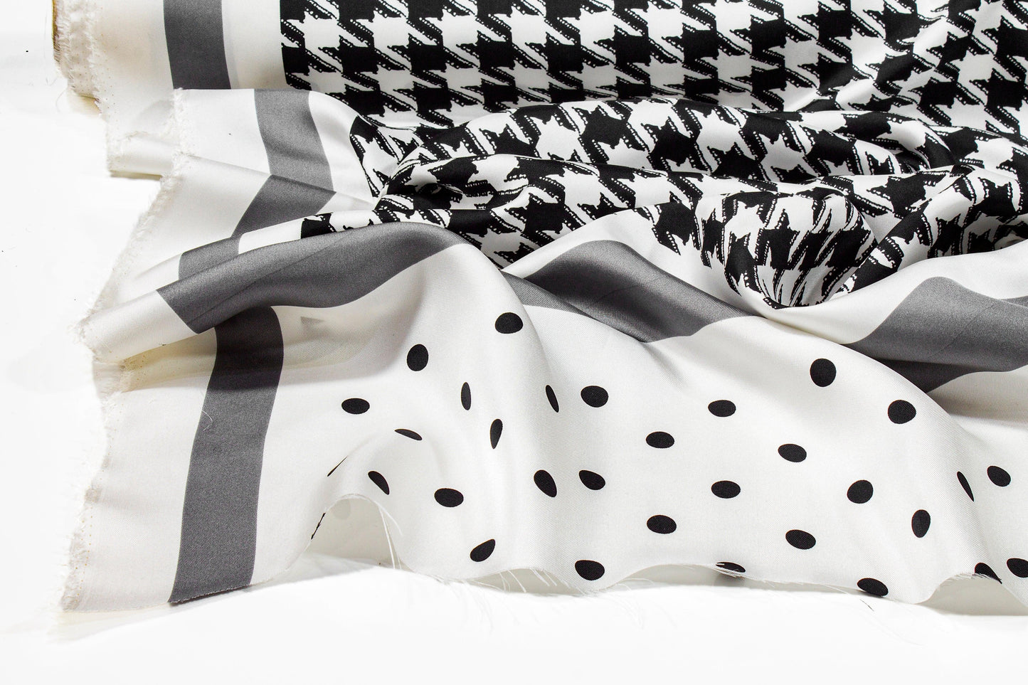 Silk Twill Panel - Black and White - Prime Fabrics