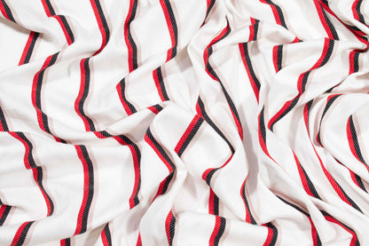 Striped Heavy Linen - White, Red, Black, Taupe - Prime Fabrics