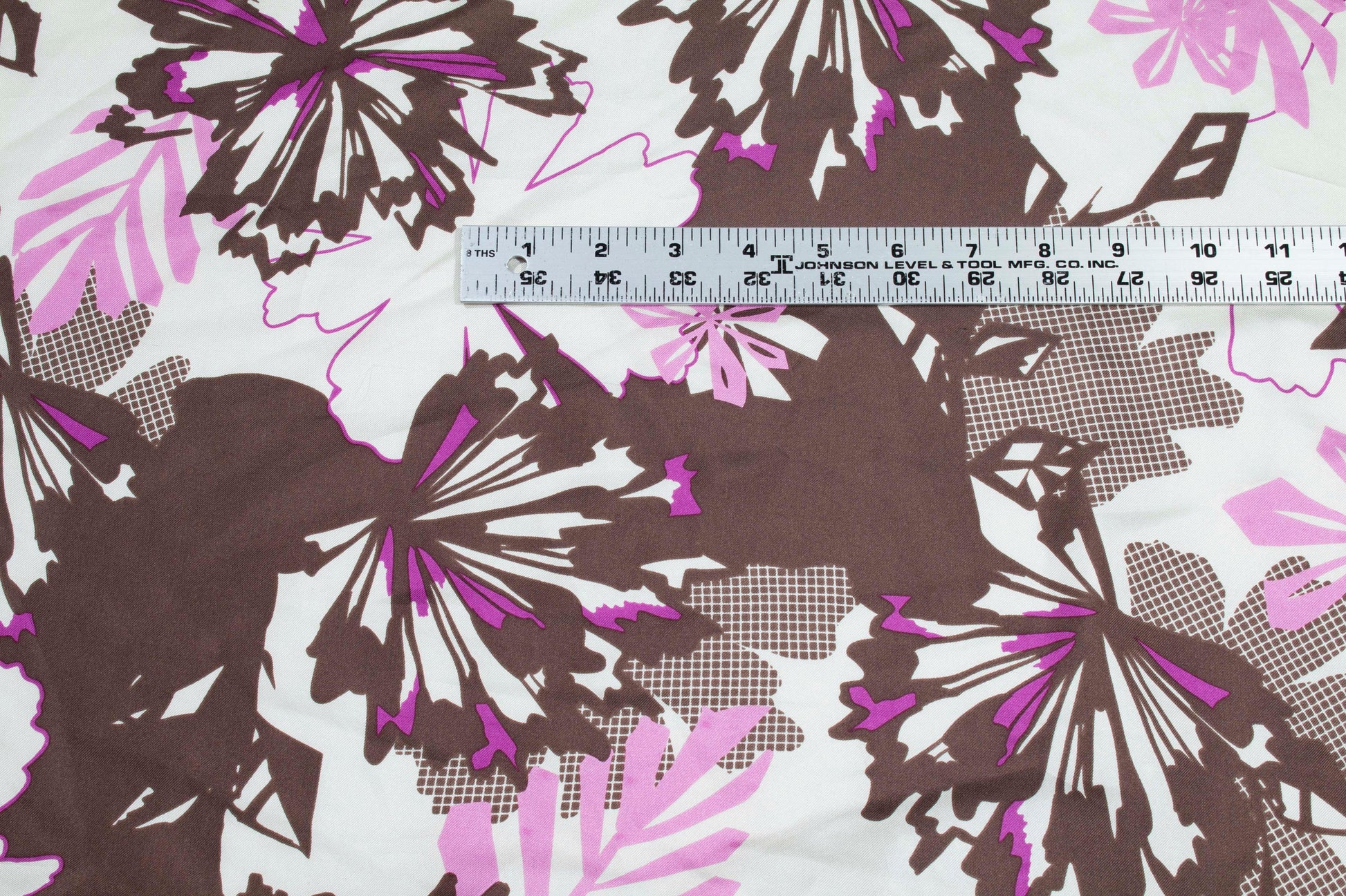 Floral Silk Charmeuse - Brown, Pink, White - Prime Fabrics