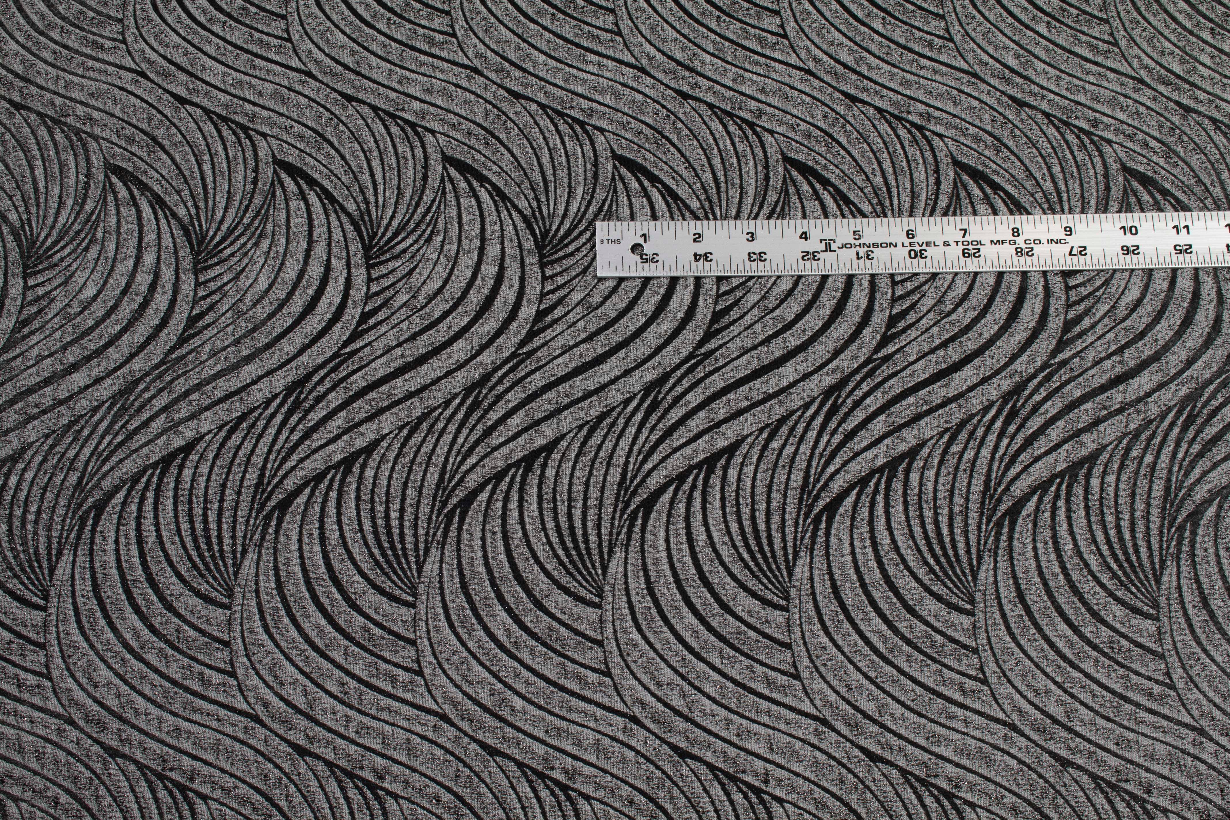 Gray and Black Metallic Brocade - Prime Fabrics