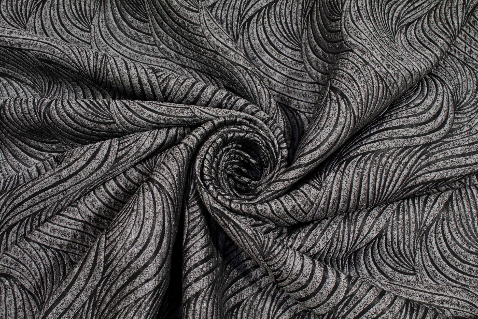 Gray and Black Metallic Brocade - Prime Fabrics
