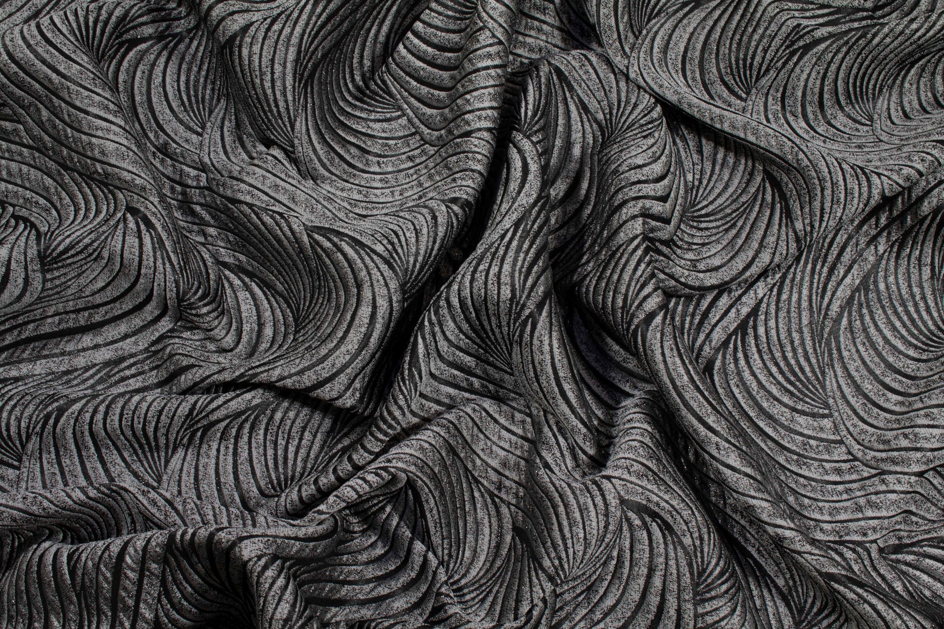 Gray and Black Metallic Brocade - Prime Fabrics