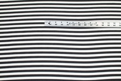 Black and White Striped Viscose - Prime Fabrics