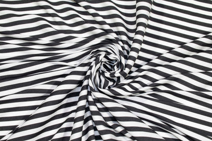 Black and White Striped Viscose - Prime Fabrics