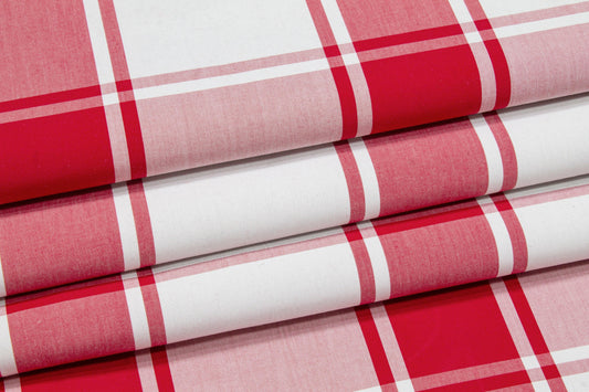 Plaid Upholstery Cotton - Red and White - Prime Fabrics