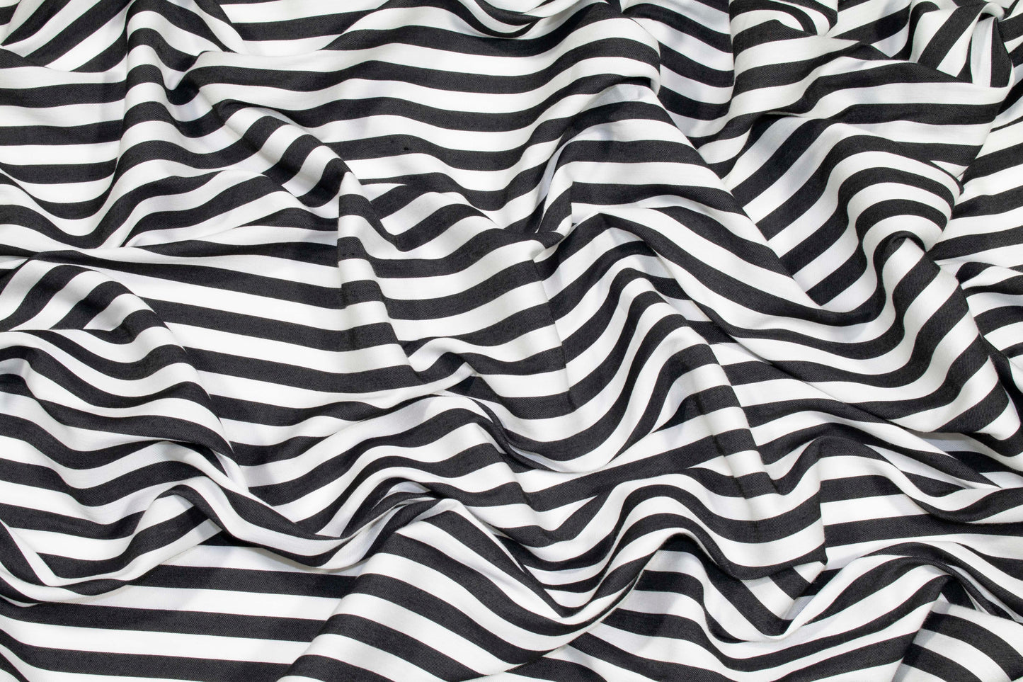 Black and White Striped Viscose - Prime Fabrics
