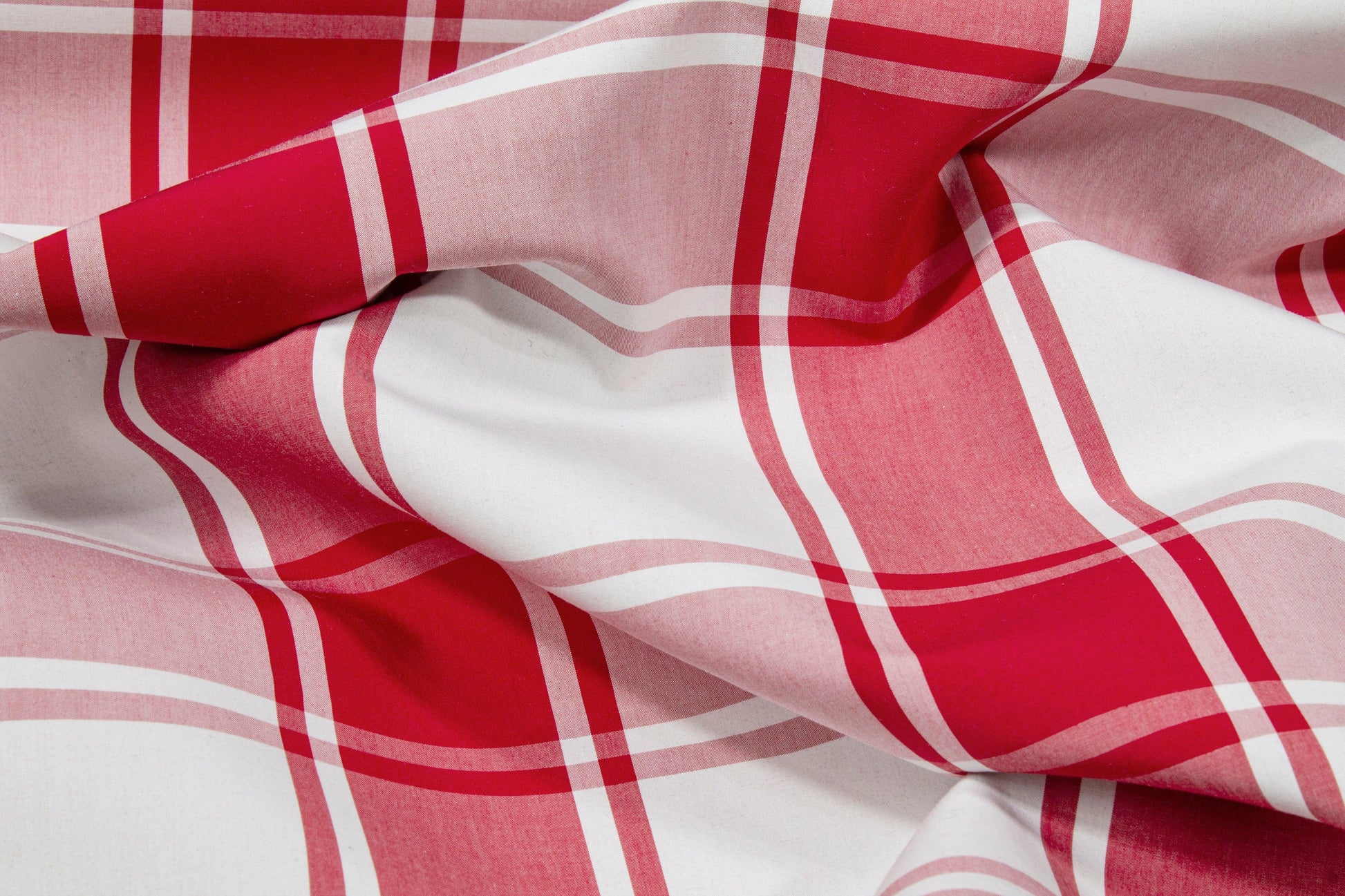 Plaid Upholstery Cotton - Red and White - Prime Fabrics