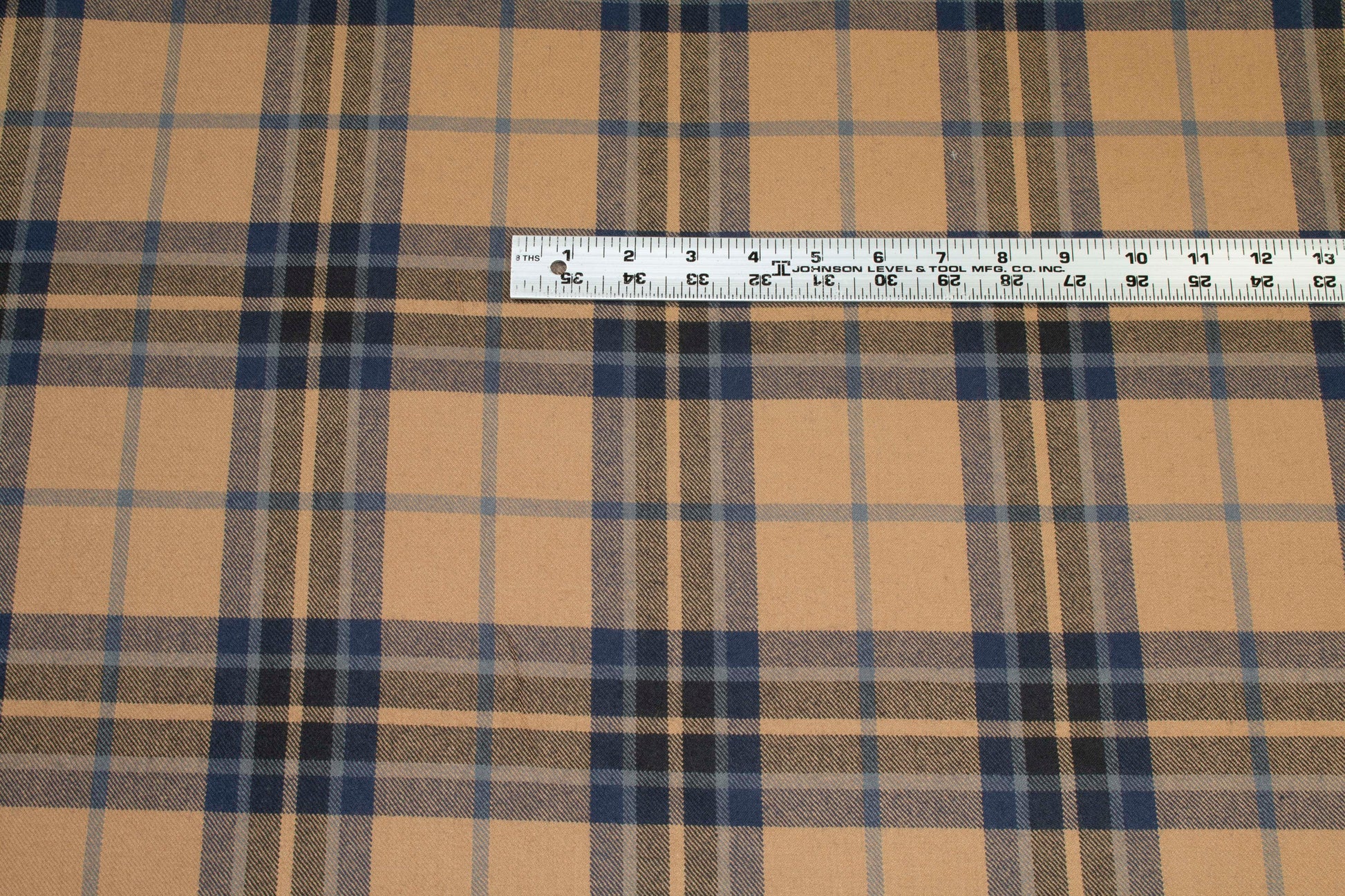 Navy and Brown Plaid Italian Wool Suiting - Prime Fabrics