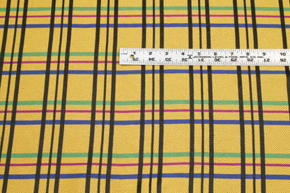 Yellow Multicolor Plaid Italian Wool Suiting - Prime Fabrics