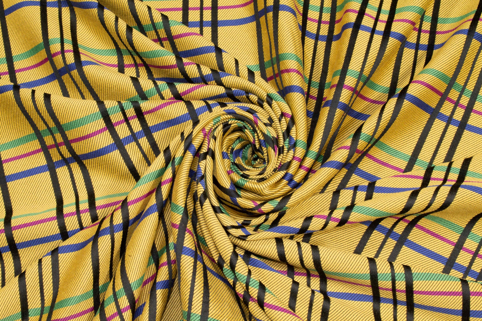 Yellow Multicolor Plaid Italian Wool Suiting - Prime Fabrics